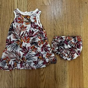 Splendid Summer Palm Leaves Print Dress with Bloomer